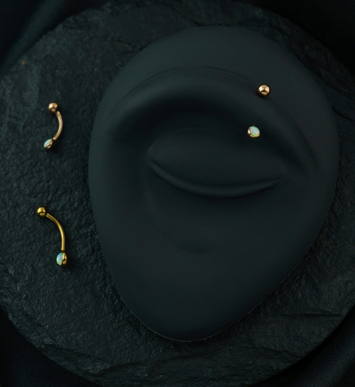 Rose Gold PVD Opal Flat Back Curved Barbell
