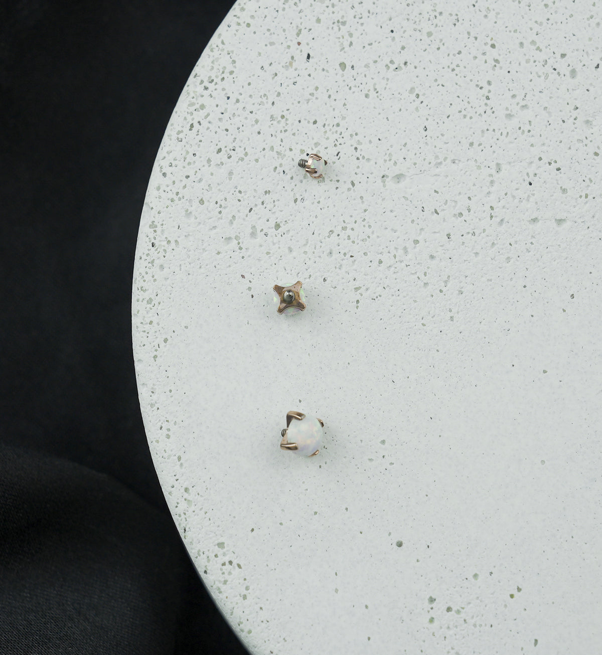 Rose Gold PVD Prong White Opalite Titanium Internally Threaded Top