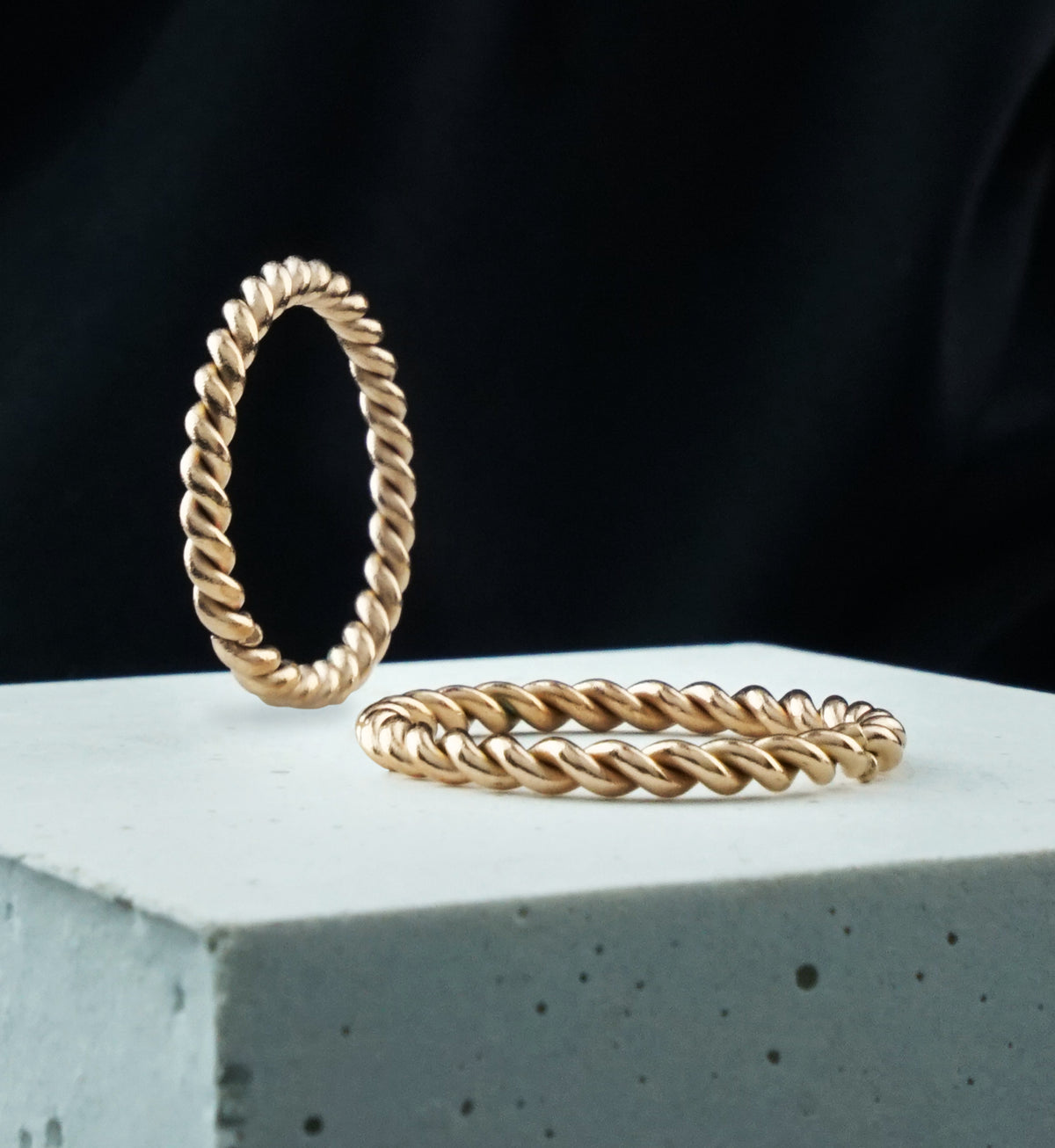 Rose Gold PVD Twisted Stackable Stainless Steel Ring