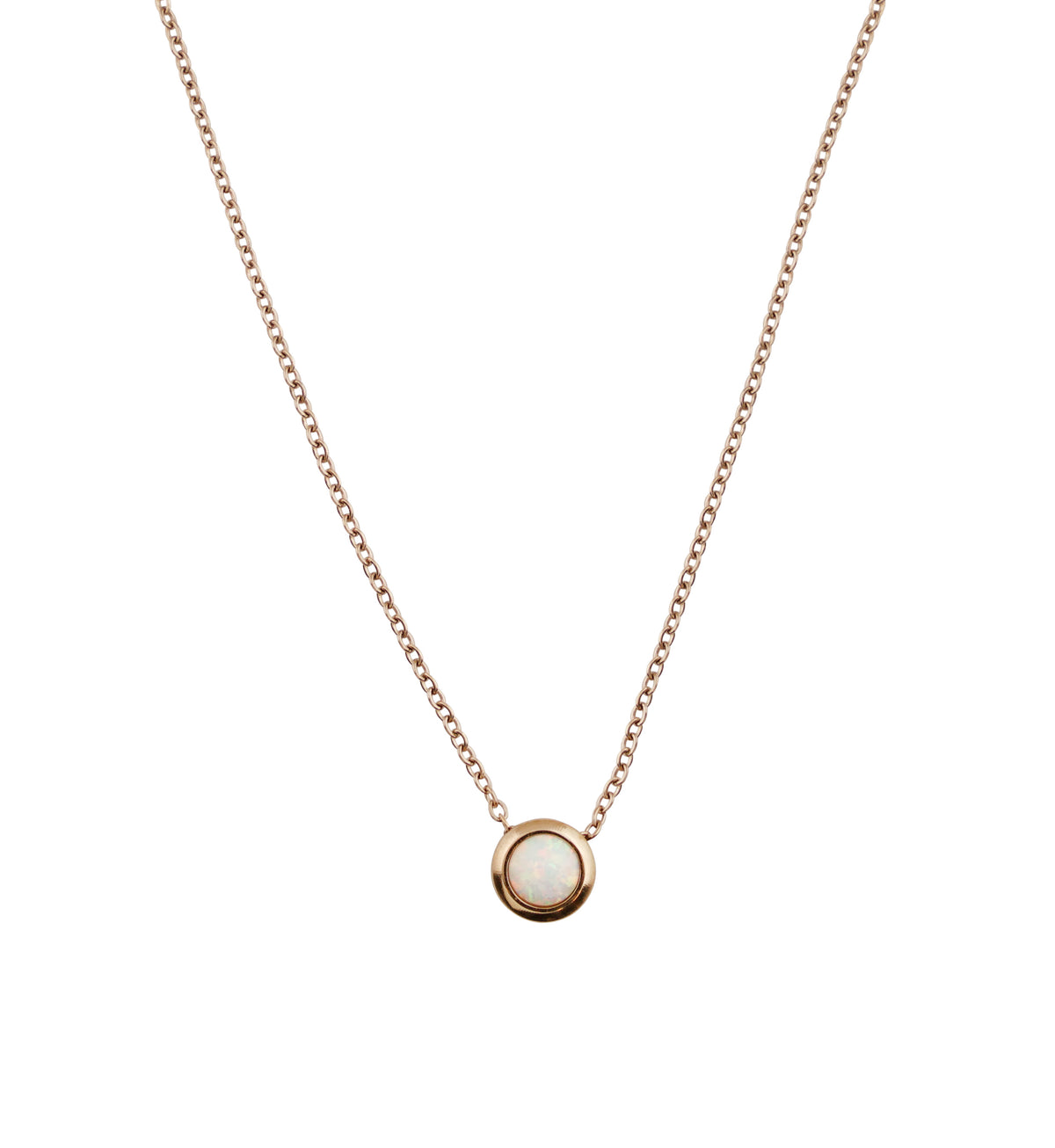 Rose Gold PVD White Opalite Pendant Stainless Steel Necklace