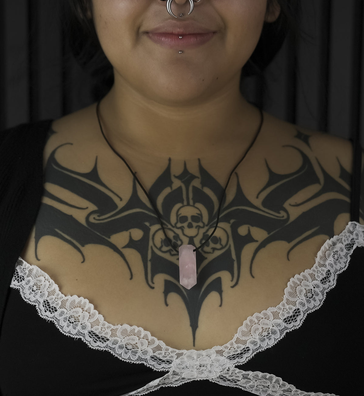 Rose Quartz Crystal Stone Pendant Necklace