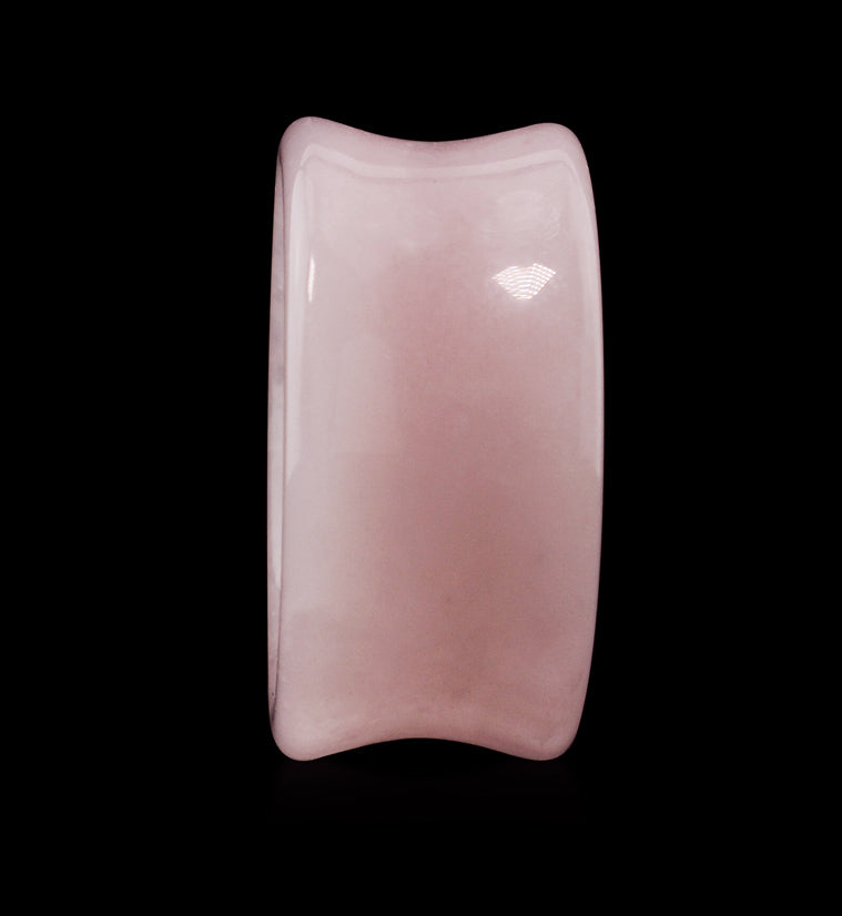 Rose Quartz Stone Double Flare Tunnels