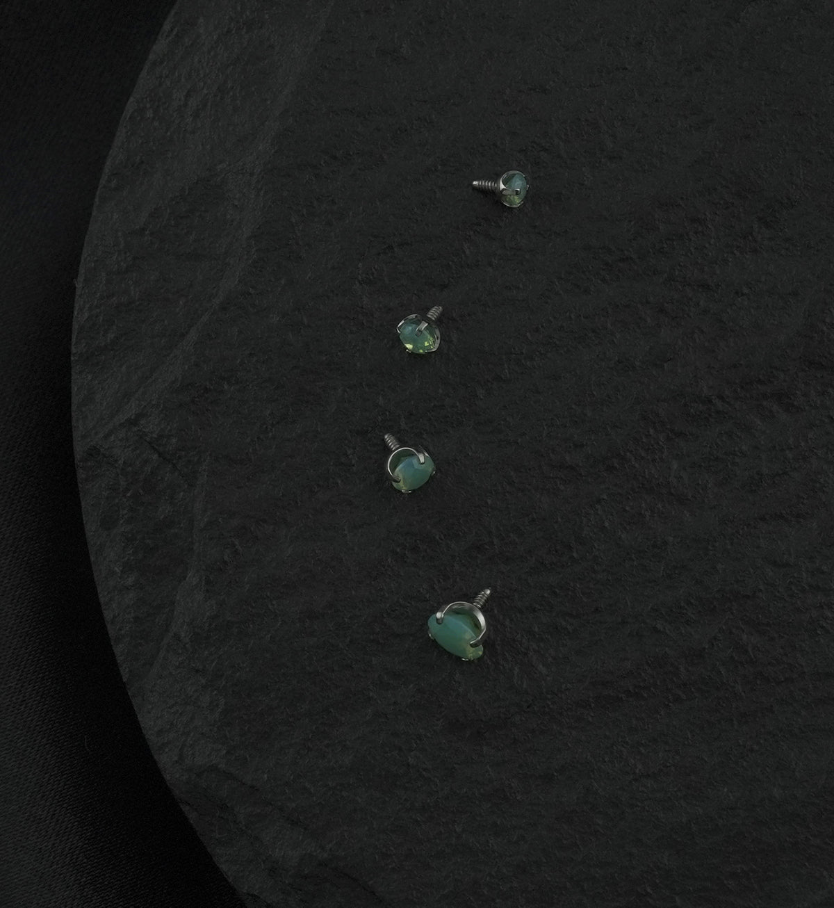 Round Green Opalite Titanium Internally Threaded Top
