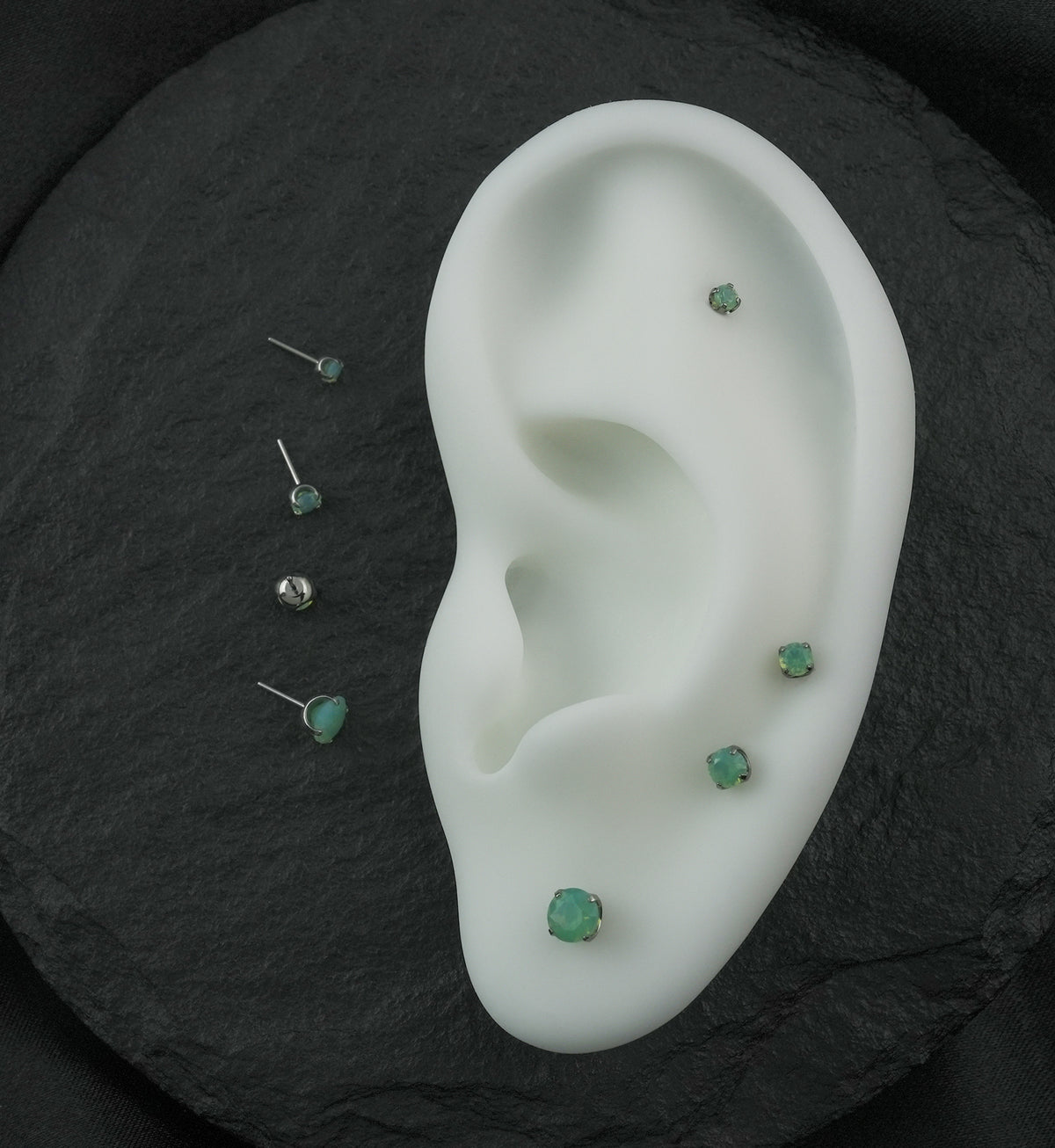 Round Green Opalite Titanium Threadless Top
