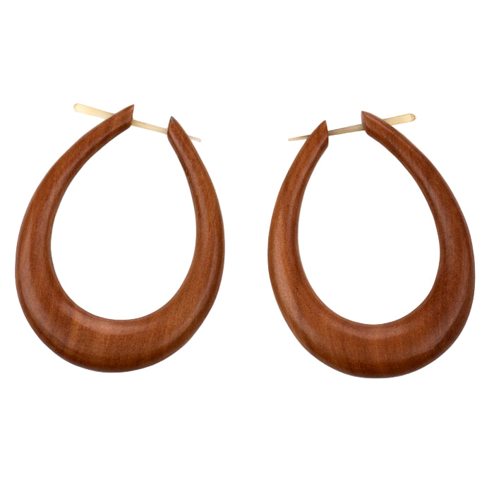 Large Oval Hoops Saba Wood Post Earrings