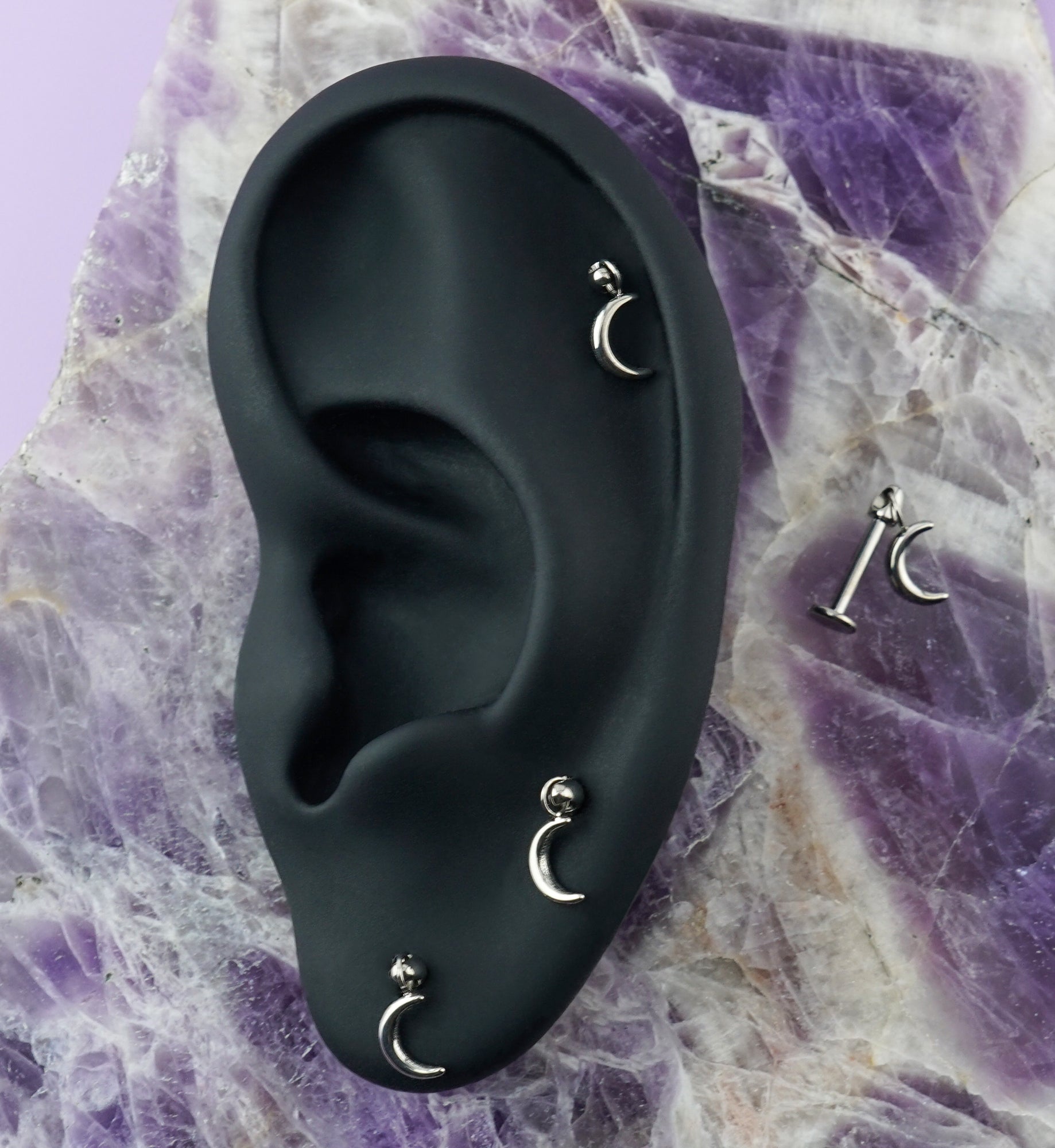 Sickle Moon Dangle Titanium Internally Threaded Labret
