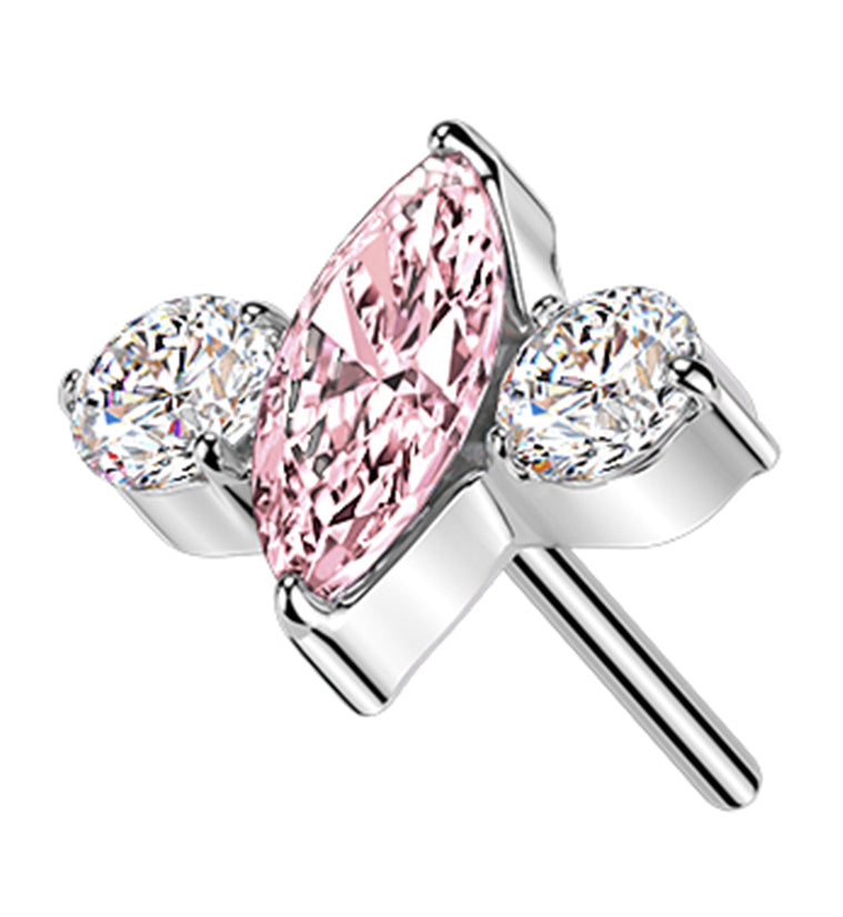 Sidekick Trio Pink CZ Titanium Threadless Top