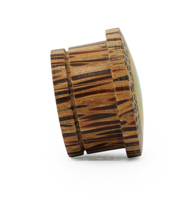 Single Flare Coconut Wood Plugs with Jackfruit & Turquoise Inlay