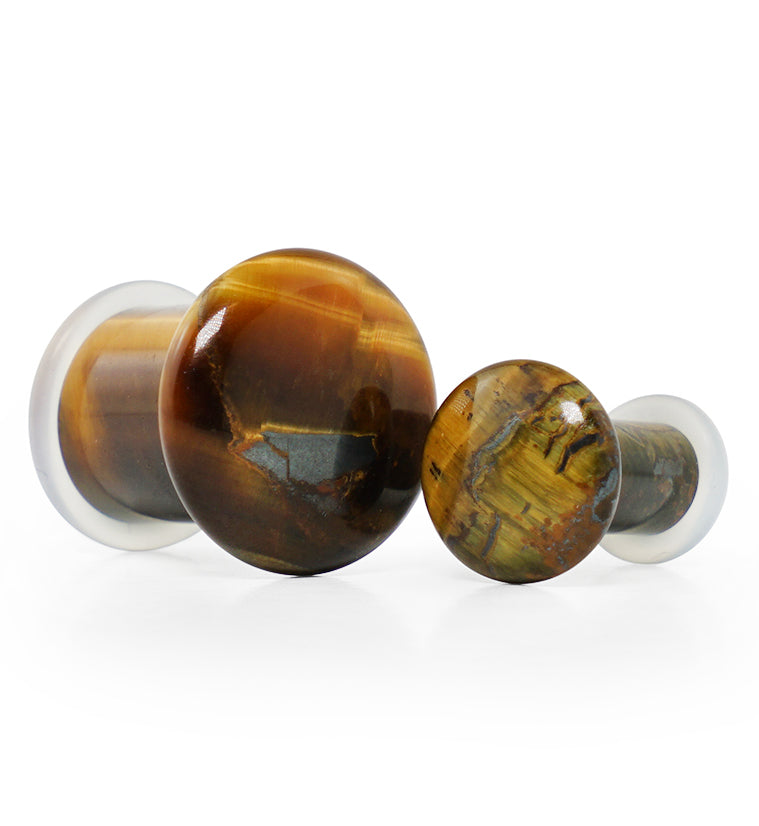 Tiger Eye Stone Plugs - Single Flare