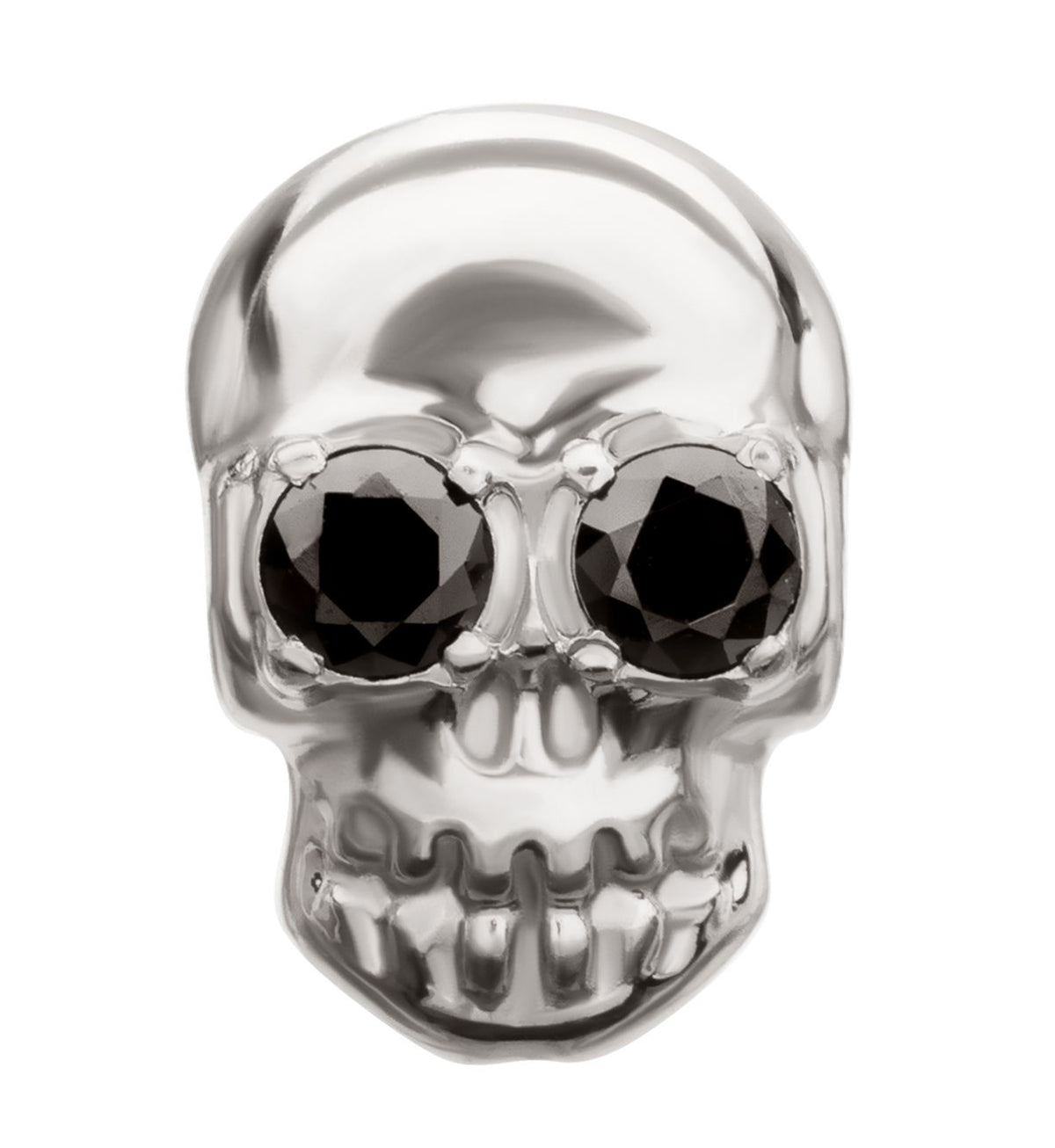 Skull Black CZ Eyes Titanium Threadless Top