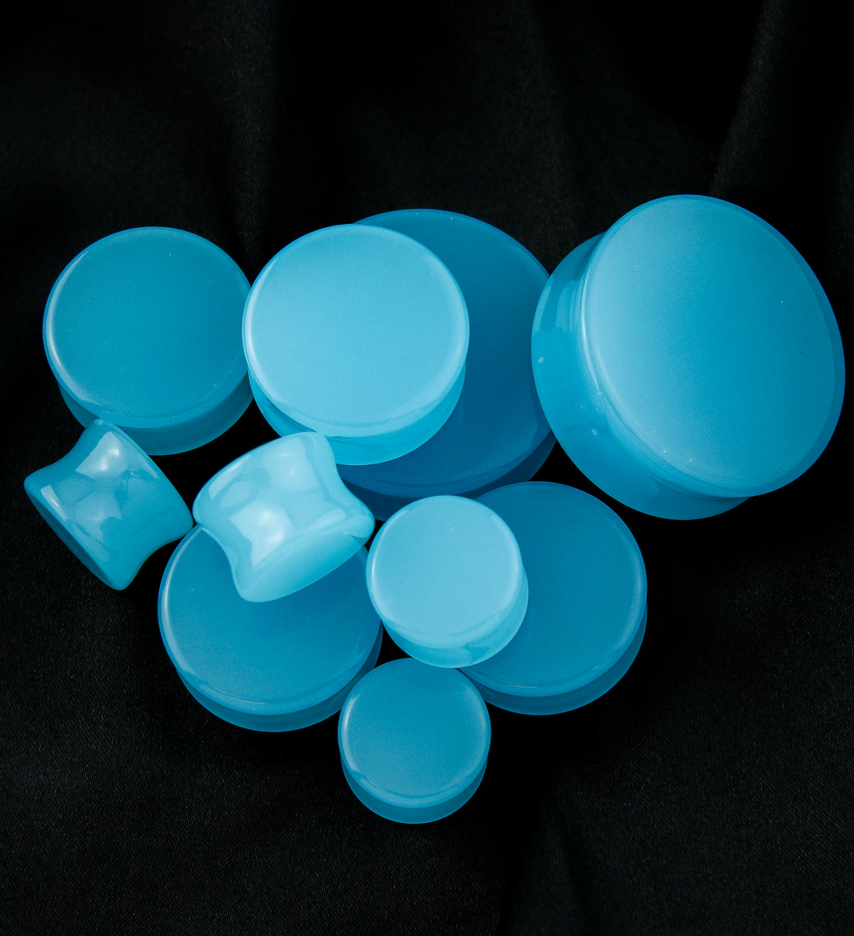 Sky Blue Glass Double Flare Plugs