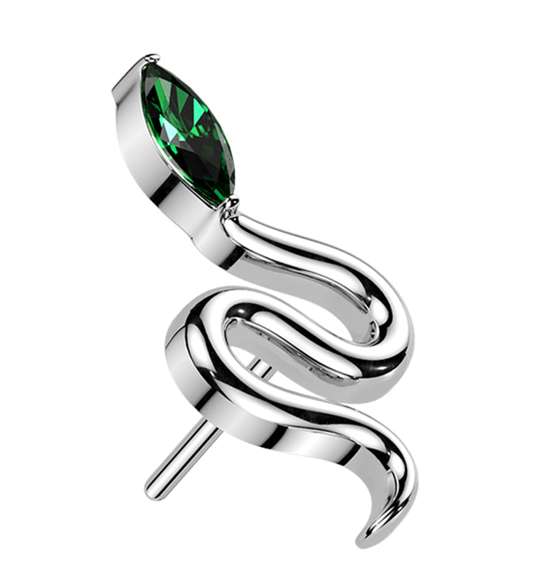 Slithery Snake Emerald CZ Titanium Threadless Top