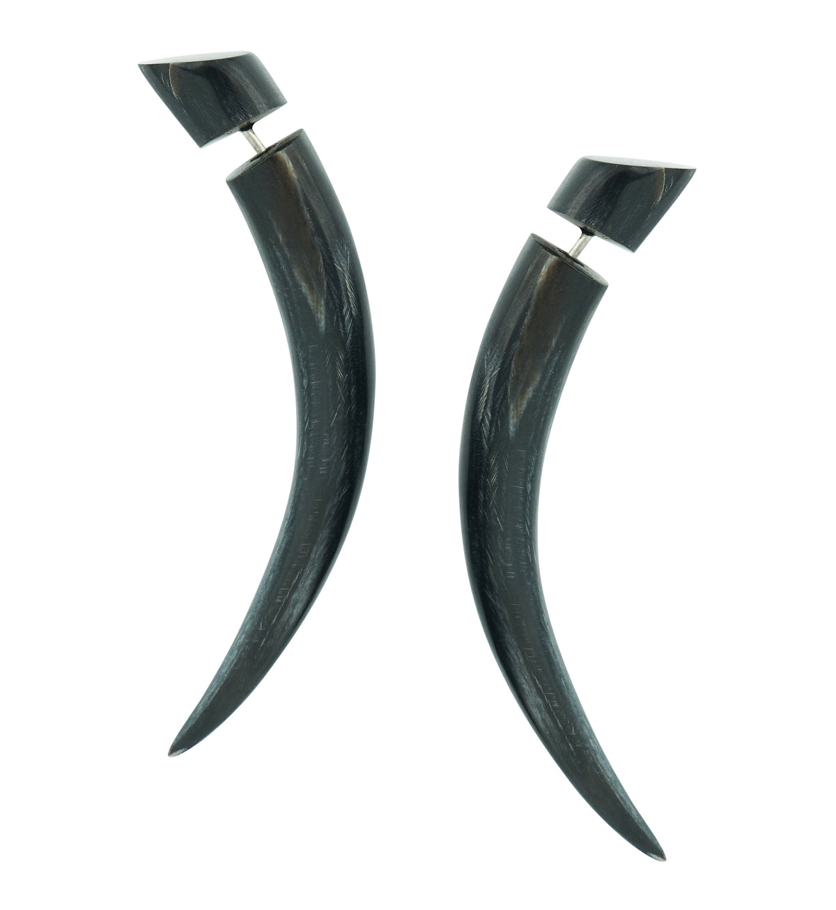 Small Black Taper Fake Gauges Horn Earrings