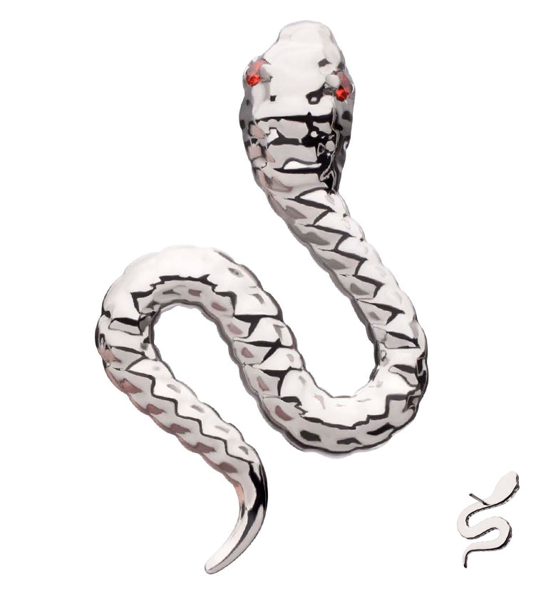 Snake Garnet CZ Eyes Titanium Threadless Top