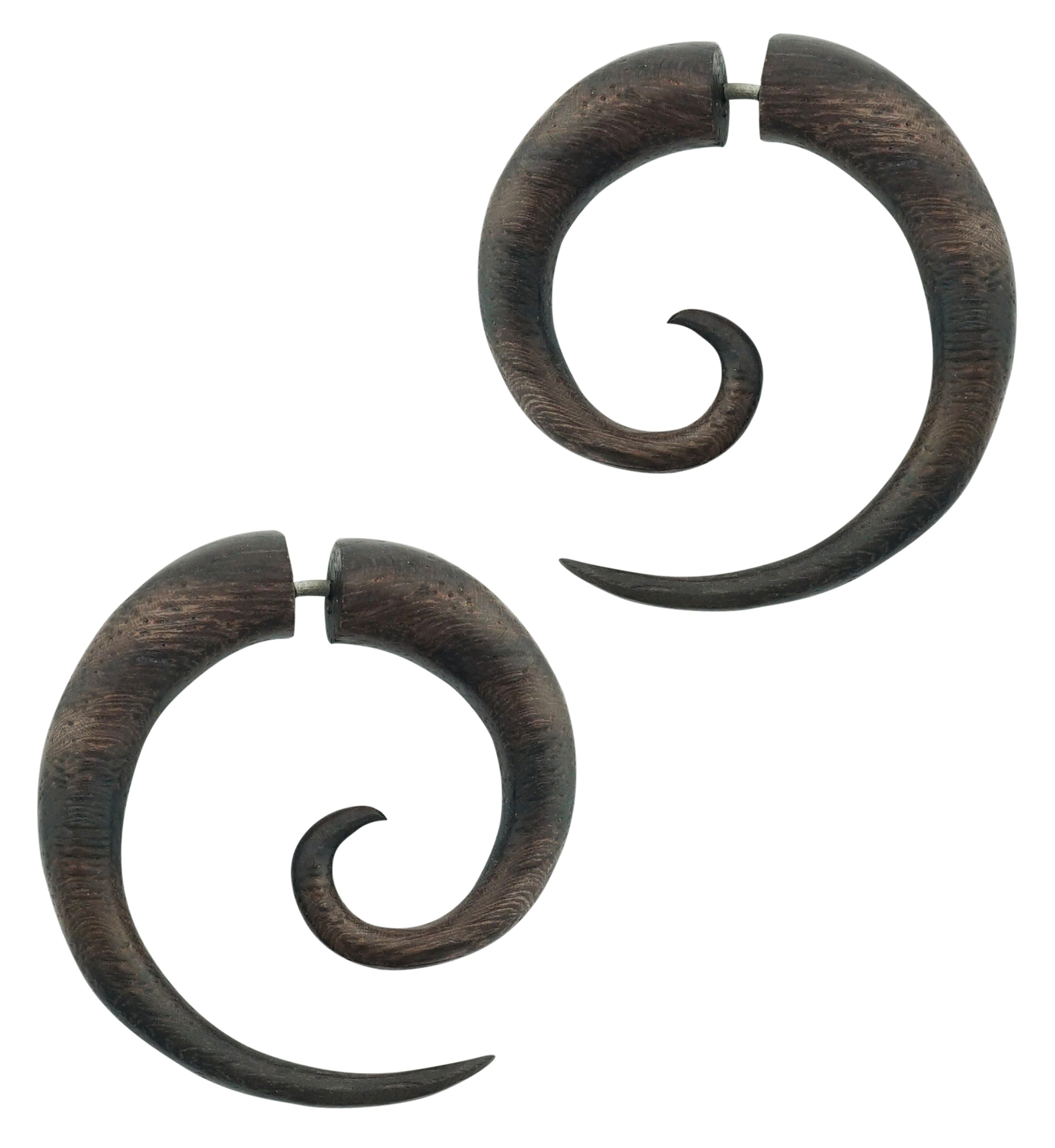Sono Wood Fake Gauge Spirals Tribal Earrings (19G - 0.9mm)
