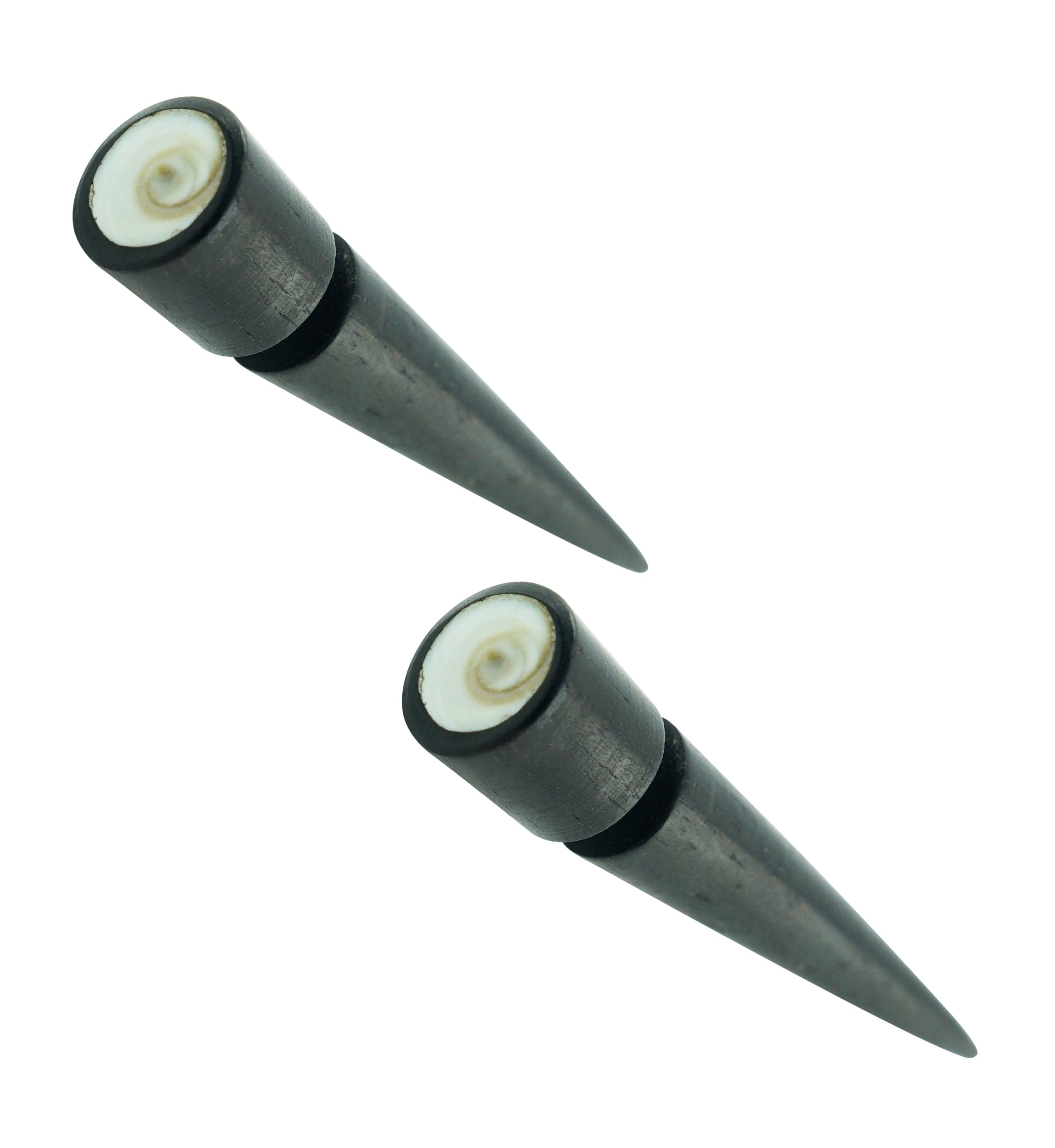 Sono Wooden Fake Gauge Taper Earring with Sea Shell Inlay