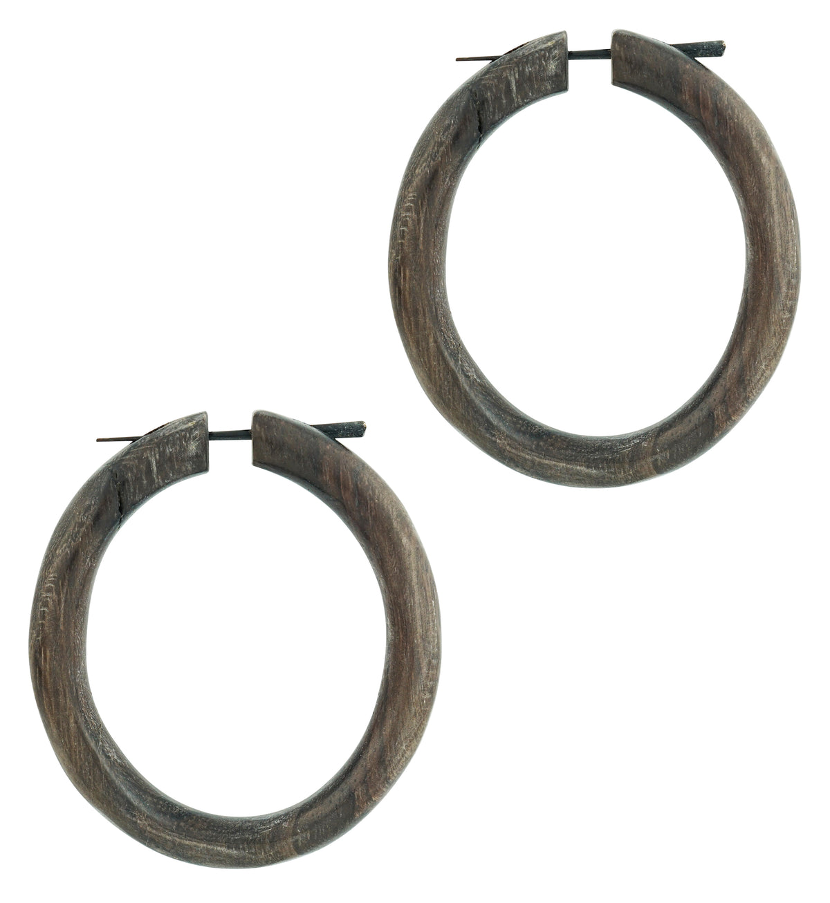 Sono Wooden Hoop Post Earrings