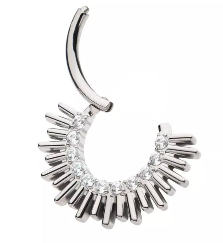 Sparkle Burst Clear CZ Hinged Segment Ring