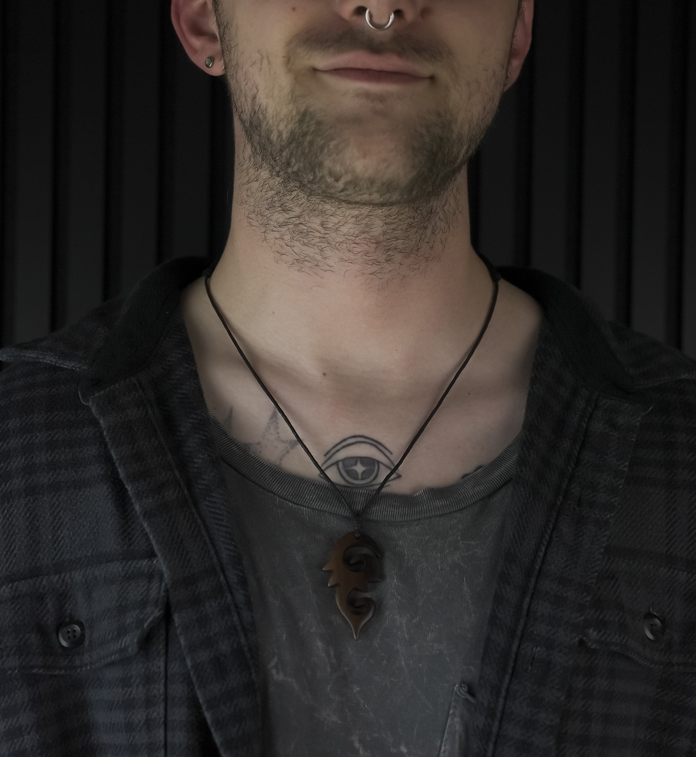Stacked Spiral Narra Wood Pendant Necklace