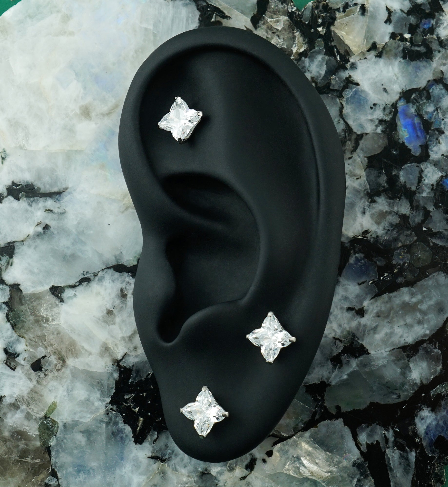 Star Finish CZ Titanium Threadless Top