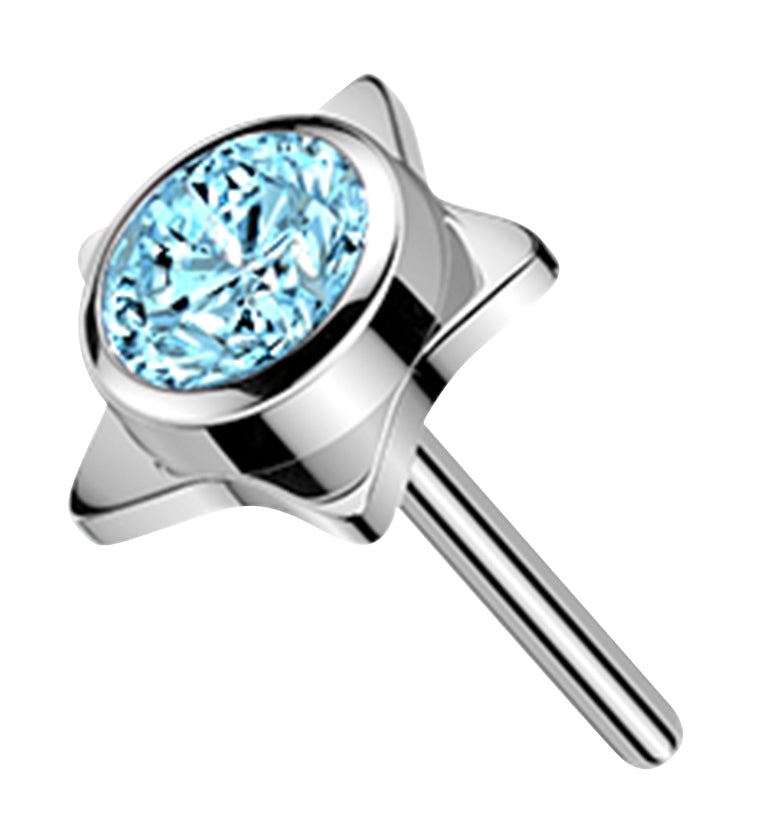 Star Pop Aqua CZ Titanium Threadless Top