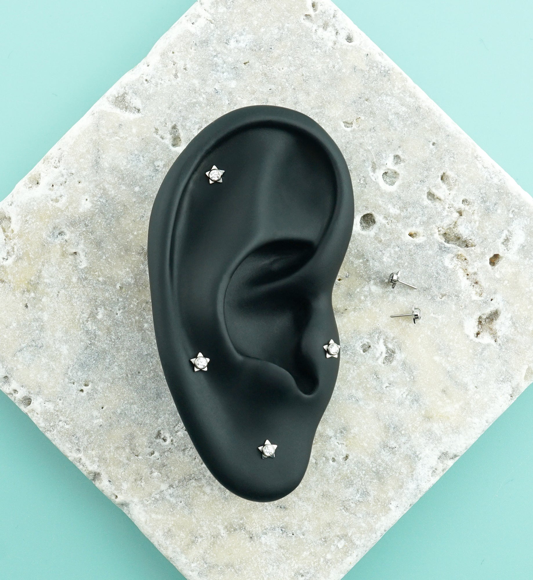 Star Pop Clear CZ Titanium Threadless Top