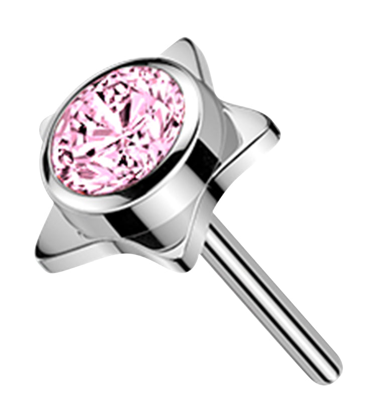 Star Pop Pink CZ Titanium Threadless Top