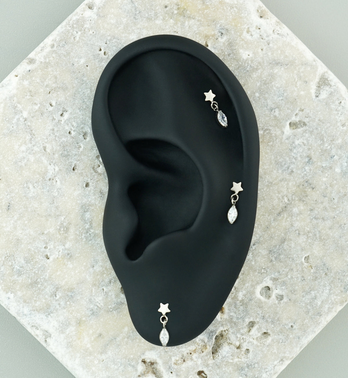 Star With Marquise CZ Dangle Titanium Threadless Top
