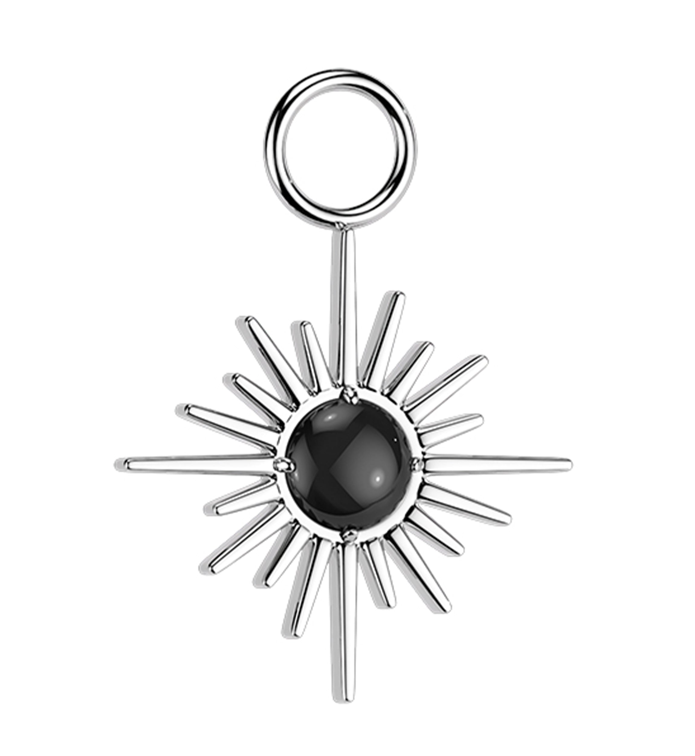 Starburst Black Onyx Stone Titanium Charm