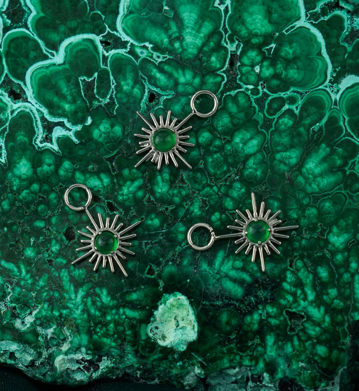 Starburst Green Onyx Stone Titanium Charm