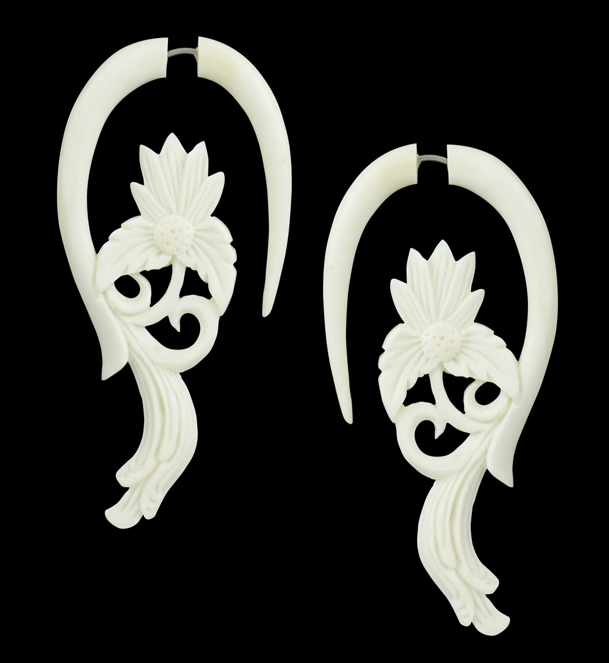 Swimming Lotus Bone Spiral Fake Gauges Earrings