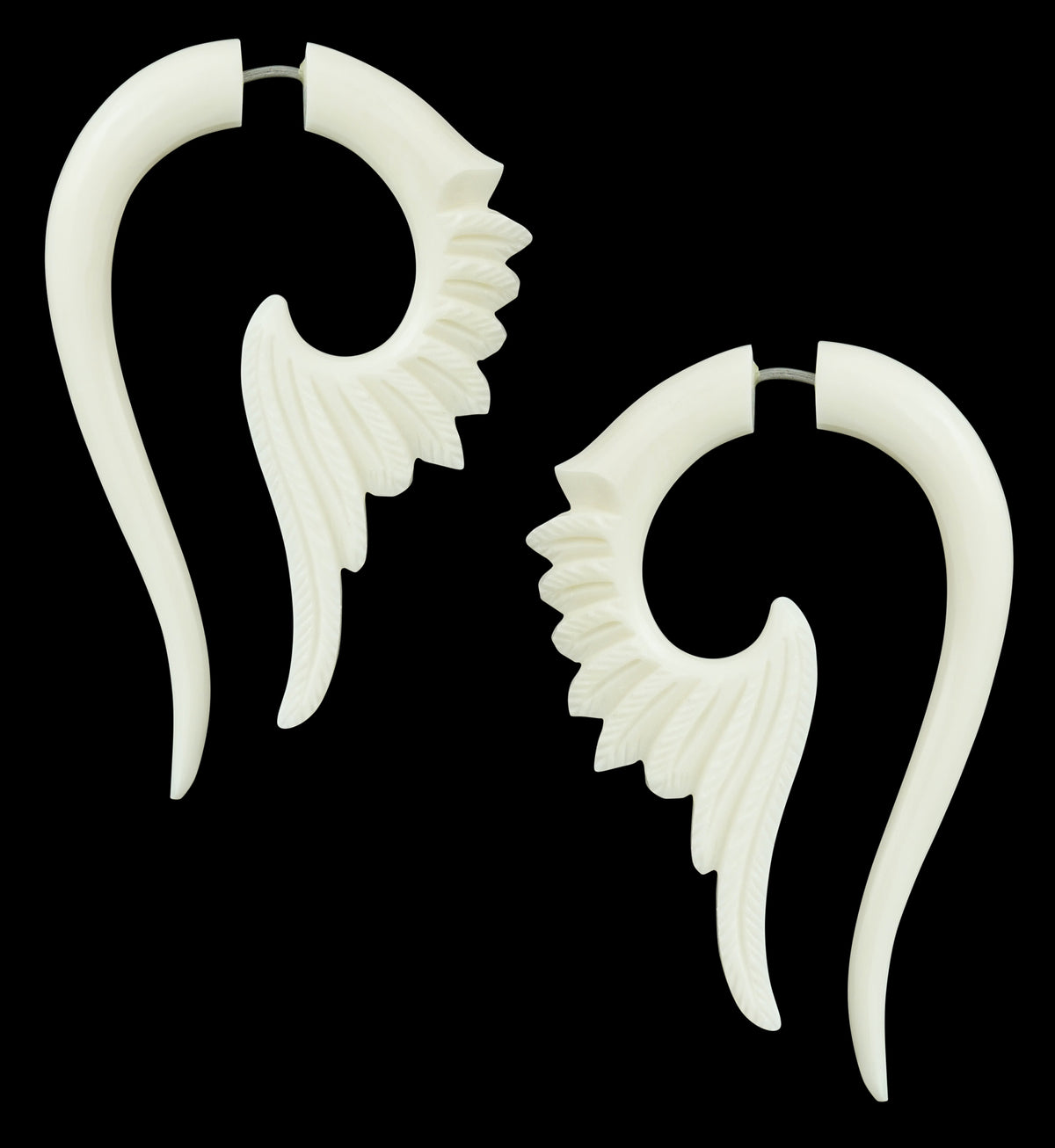 Tail Wing Fake Gauges Hanging Bone Earrings