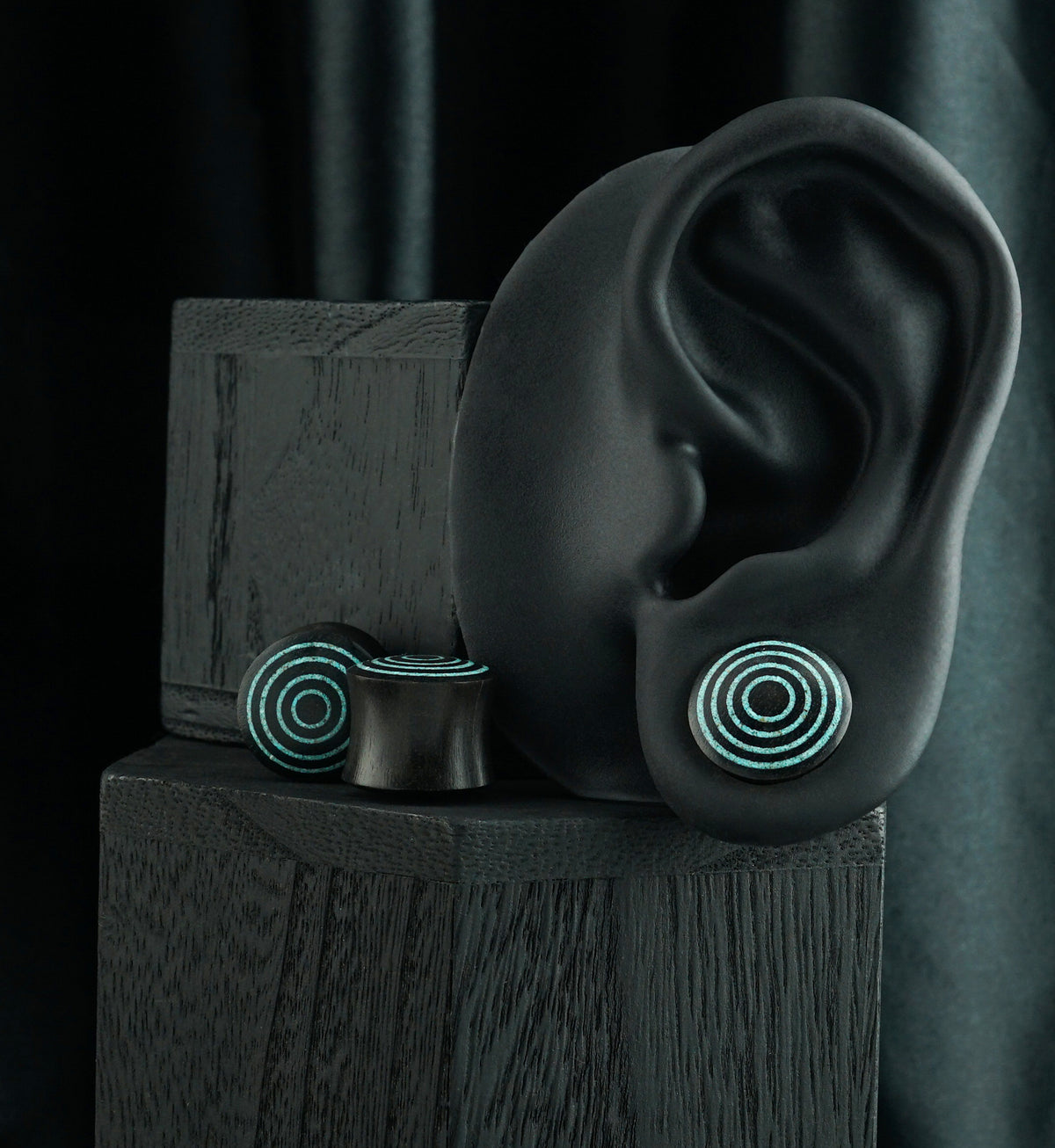 Target Turquoise Howlite Stone Inlay Areng Wooden Plugs