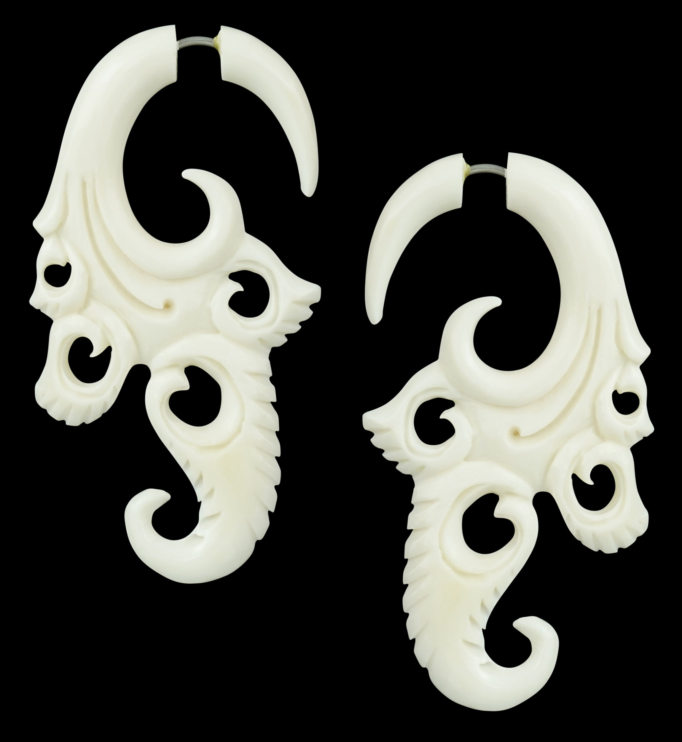 Tawdry Bone Spiral Fake Gauges Earrings