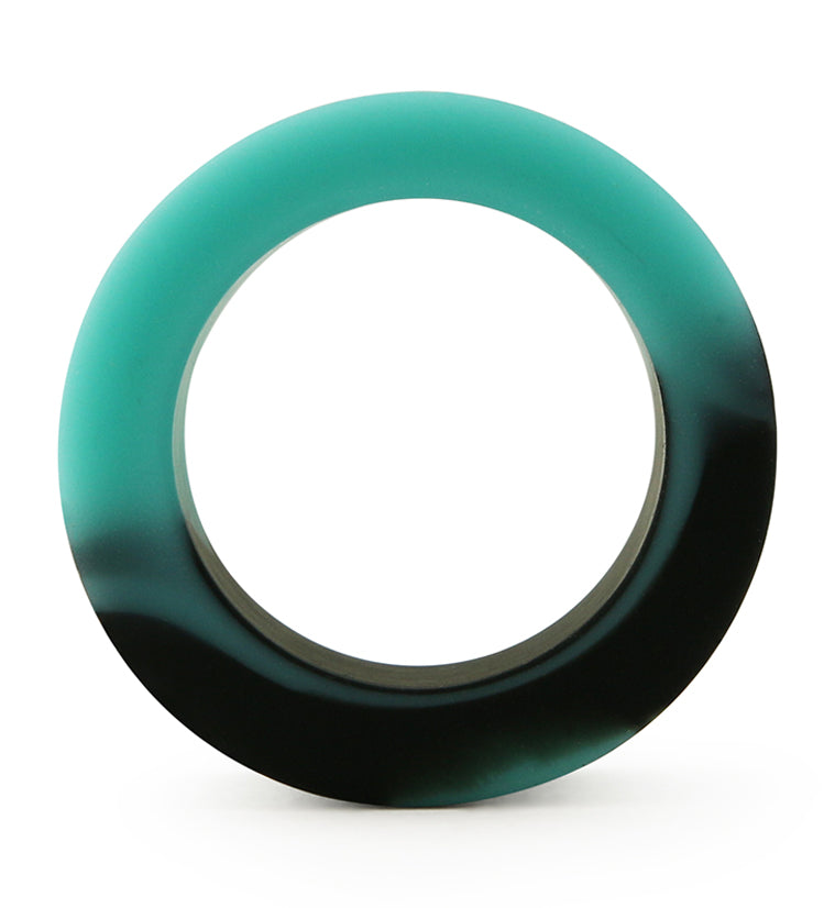 Teal And Black Double Flare Silicone Tunnel Plugs