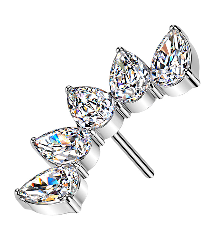 Teardrop Arch Clear CZ Titanium Threadless Top
