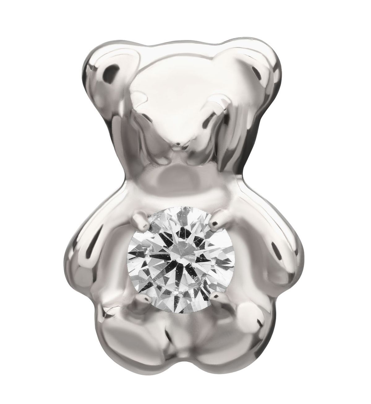 Teddy Bear Clear CZ Titanium Threadless Top