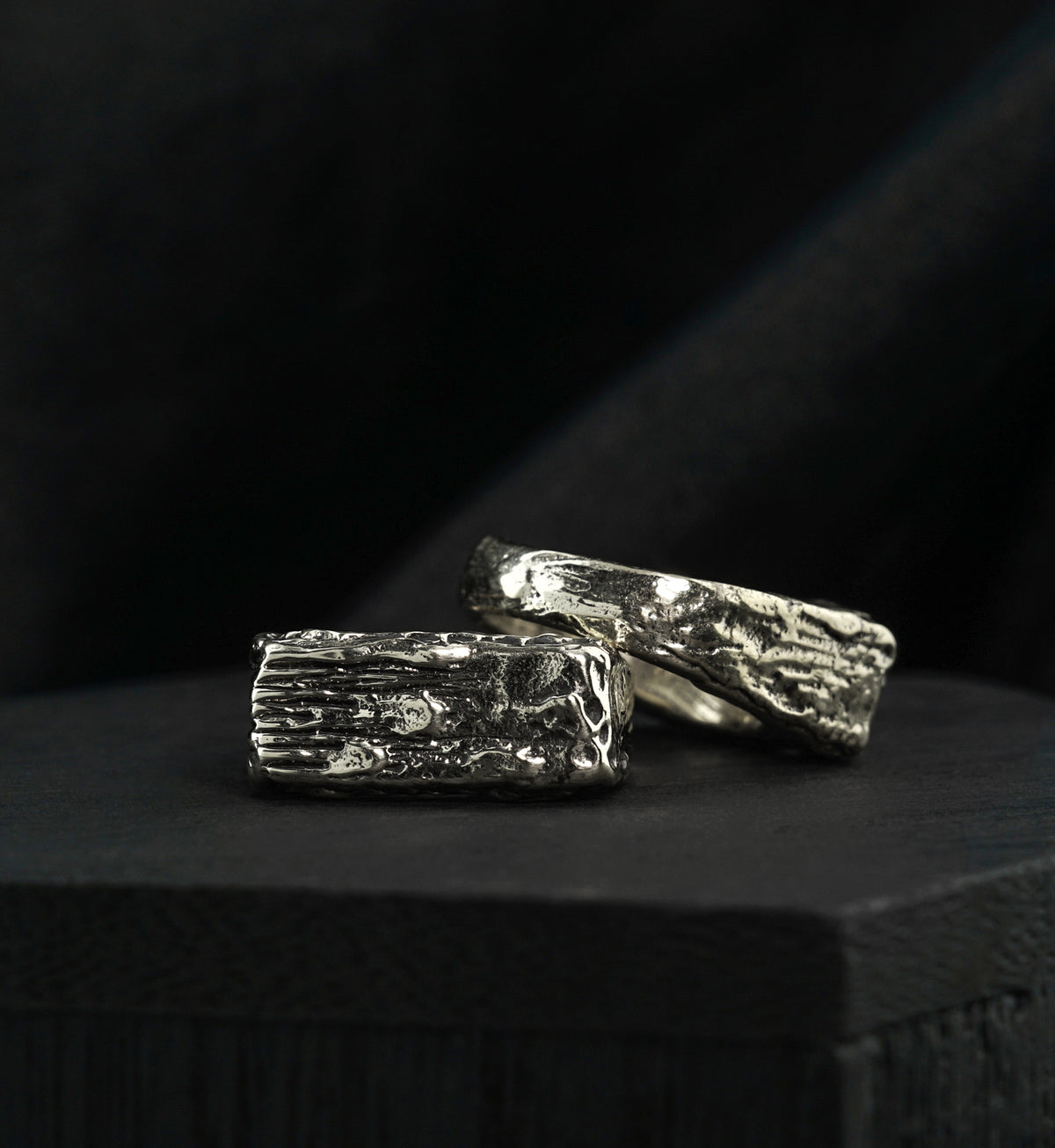 Thick Block White Brass Ring