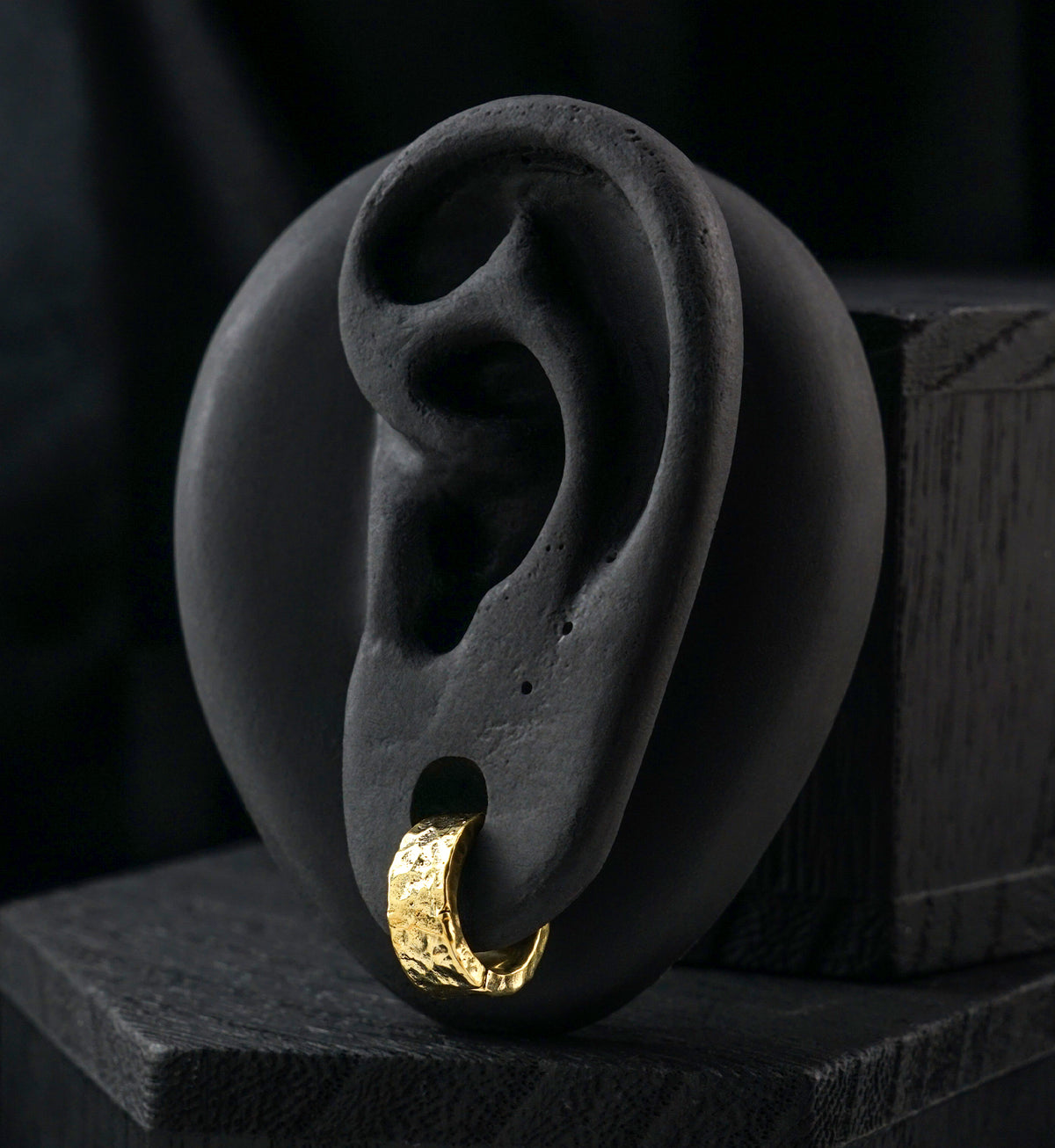 Thick Hammered Brass Hinged Stretched Ear Cuffs