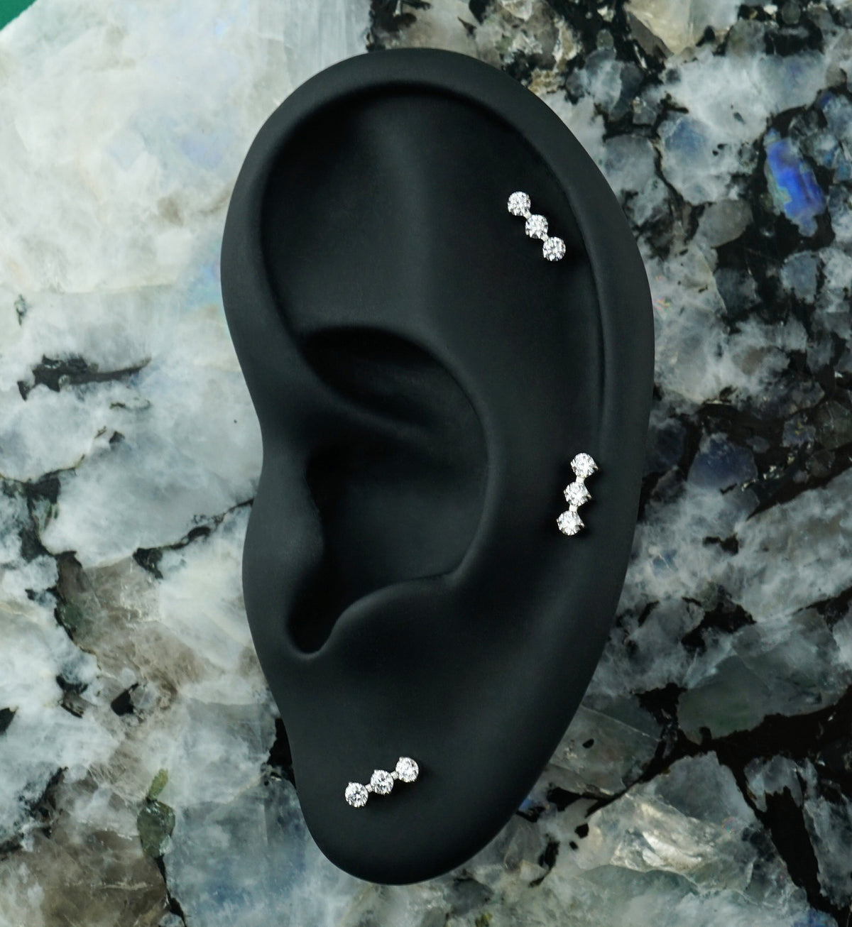 Threefold Clear CZ Titanium Threadless Top