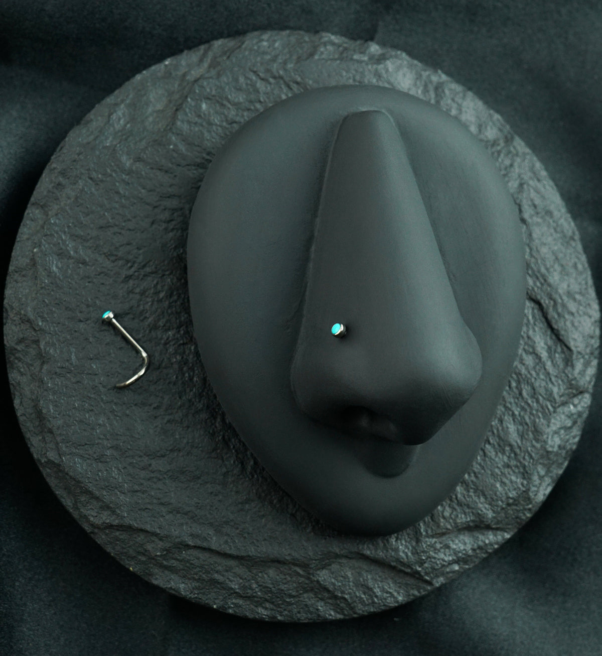 Titanium Nose Screw With Turquoise Stone
