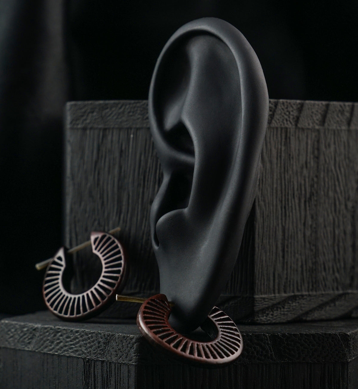 Torrent Hoop Narra Wood Earrings