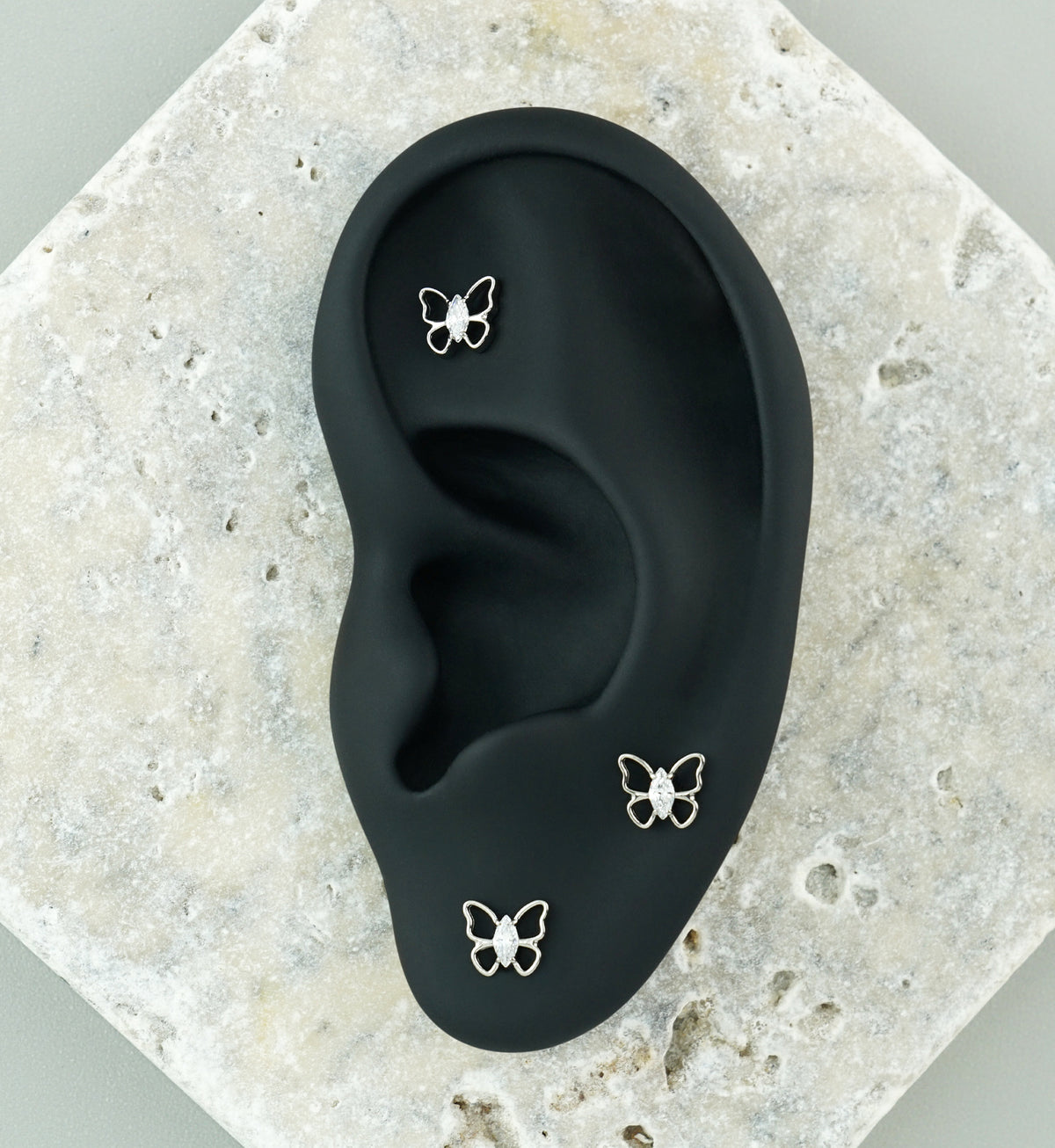 Trace Butterfly CZ Titanium Threadless Top
