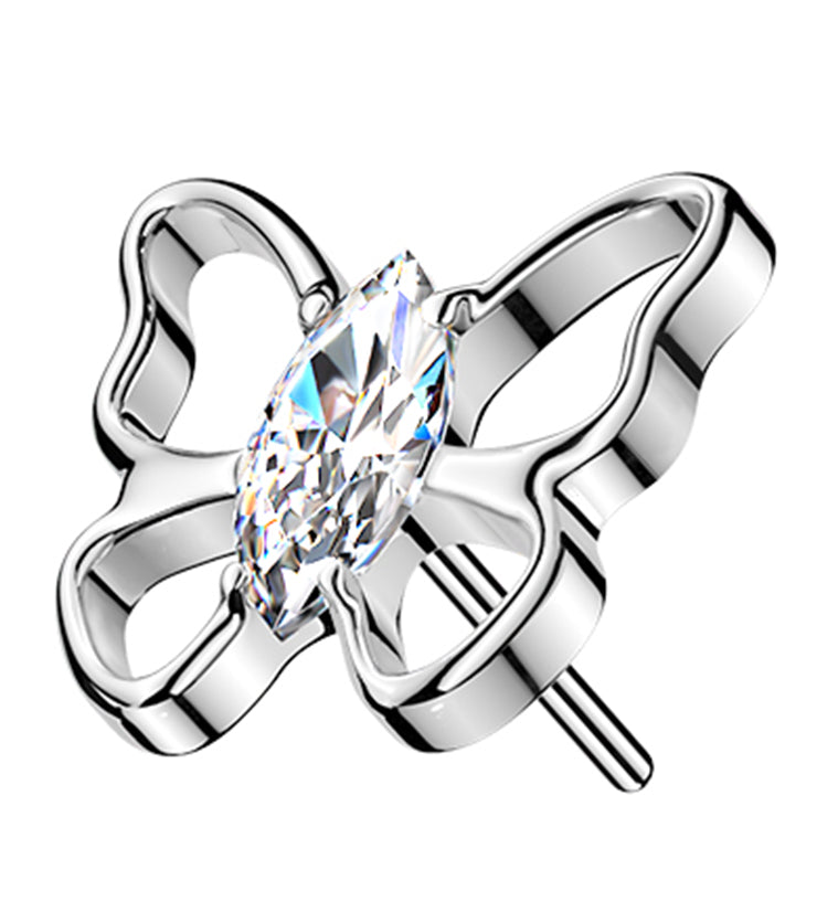 Trace Butterfly CZ Titanium Threadless Top