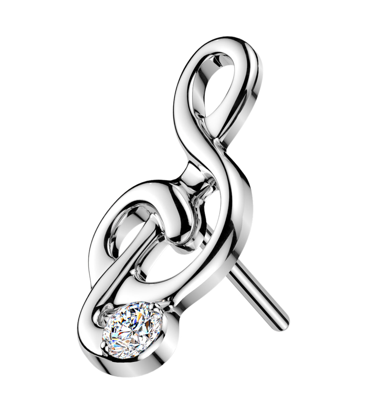 Treble Clef CZ Titanium Threadless Top by Urban Body Jewelry