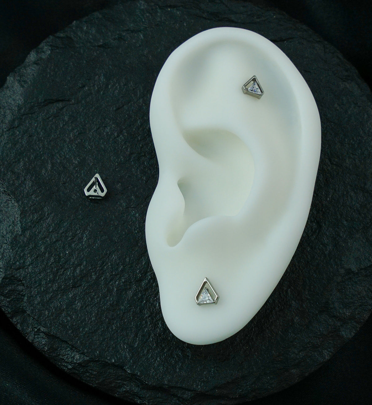 Triangle Chasm Clear CZ Titanium Threadless Top