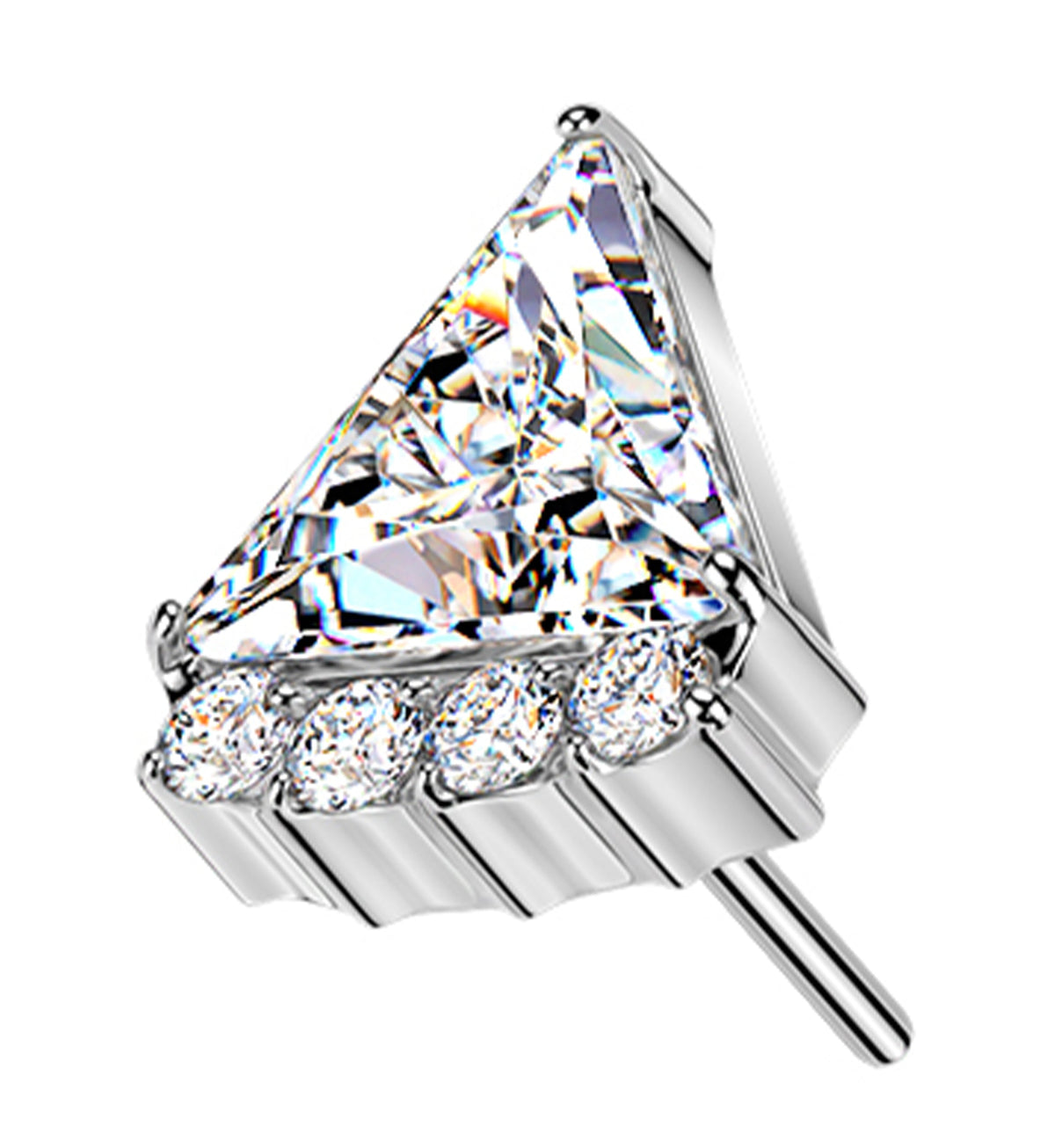 Triangle Slice Clear CZ Titanium Threadless Top