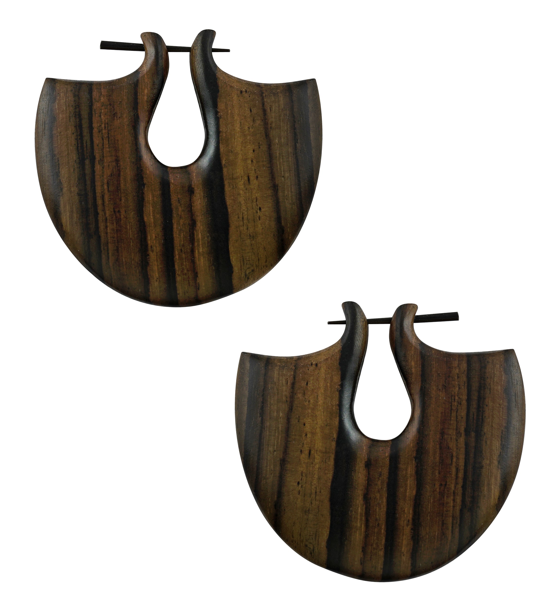 Tribal Keyhole Narra Wood Earrings