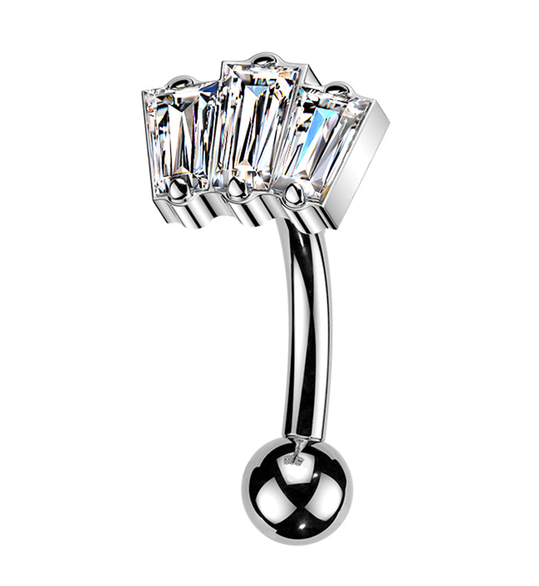 Trinal CZ Titanium Threadless Curved Barbell