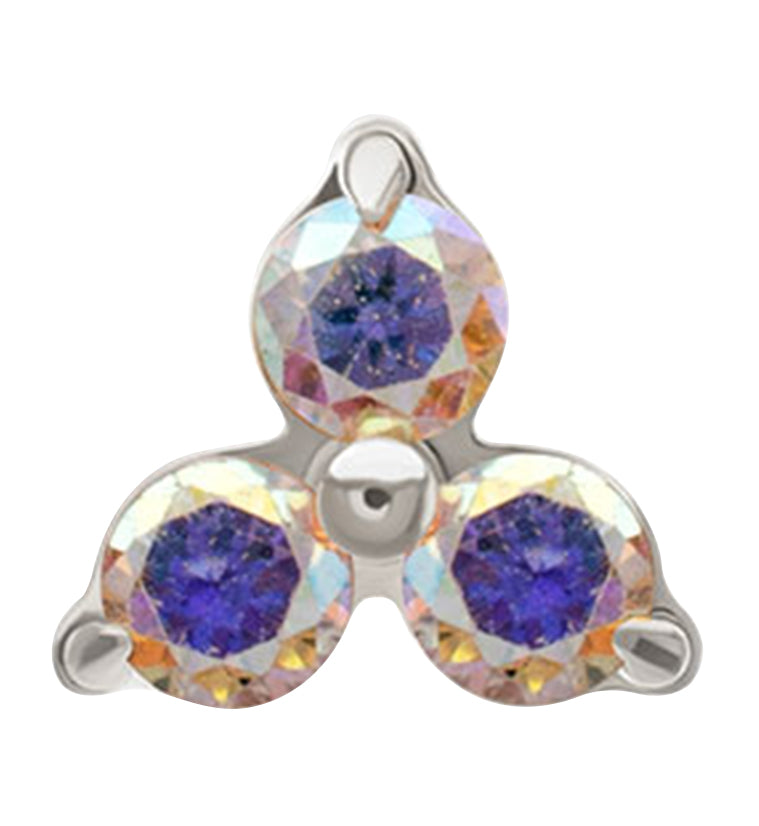 Trine Rainbow Aurora CZ Titanium Threadless Top by Urban Body Jewelry